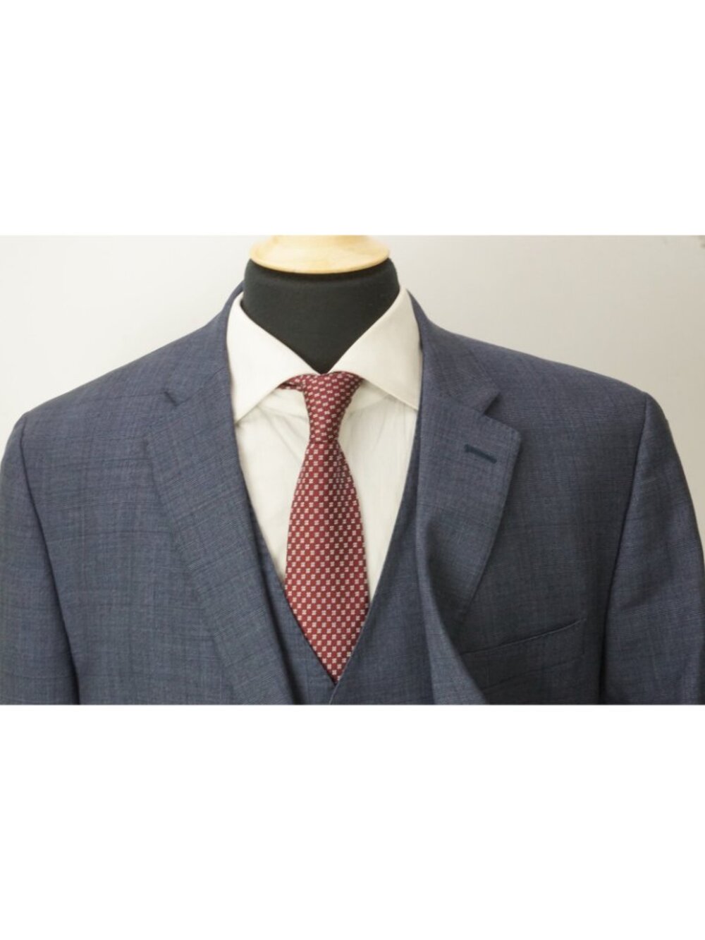 Lauren Ralph Lauren Slim Fit Blue Plaid Wool 3 Pc Suit Jacket Pants Vest Sz 44R - Picture 2 of 12